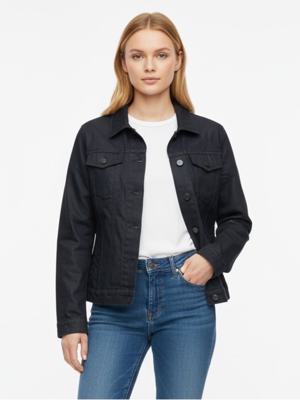 Gap 1969 Dark Blue Coated Denim Trucker Jacket Size M